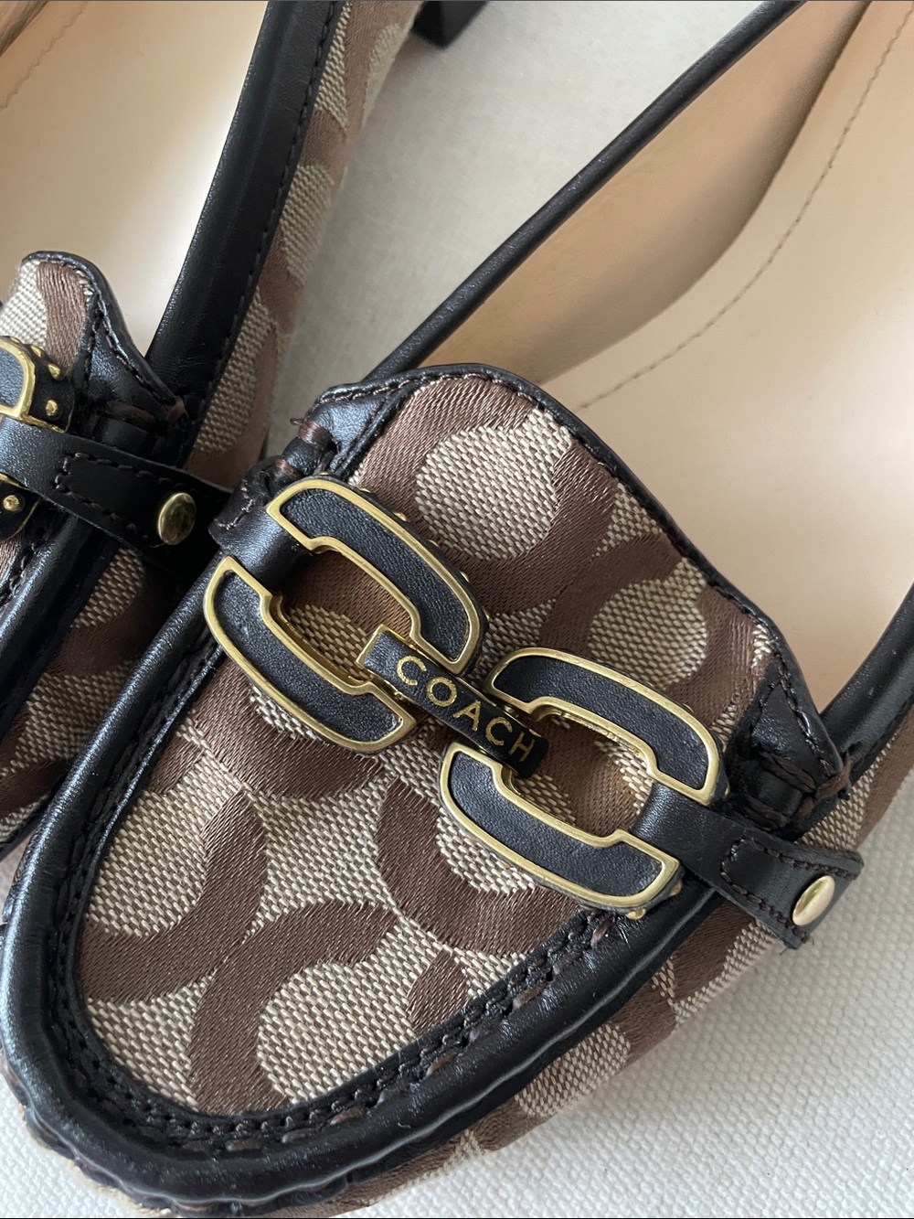 Coach Brown Signature Canvas Bit Loafers with Gold Hardware - Picture 5 of 7